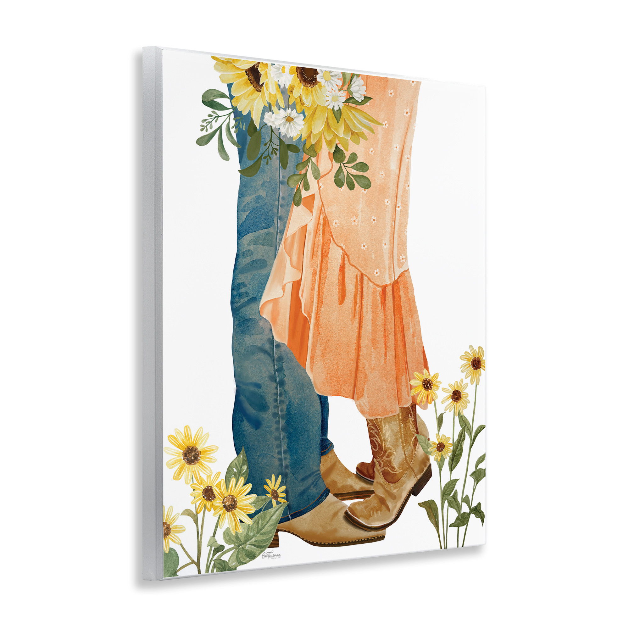 Stupell Industries Floral Western Couple Novelty Painting Unframed Art Print Wall Art, 11 x 14