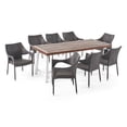 thumbnail image 4 of Kingston Outdoor Wood and Wicker 8 Seater Dining Set, Dark Brown and Multibrown, 4 of 4