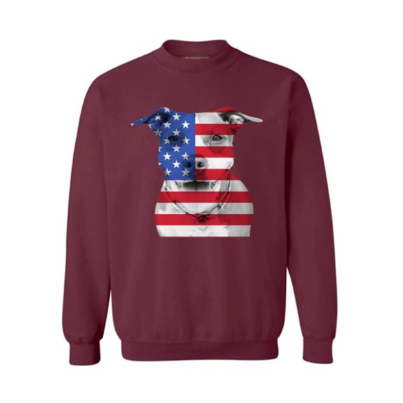 Awkward Styles Unisex USA Flag Pitbull Graphic Sweatshirt Tops American Flag Pitbull Patriotic 4th of July