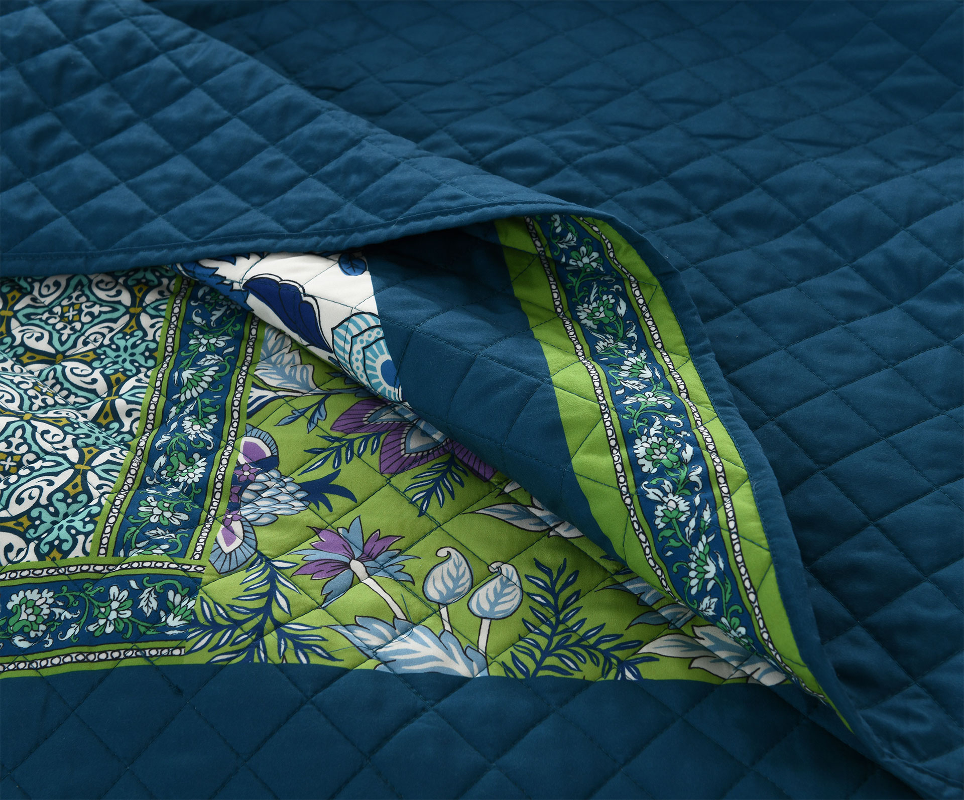 CHARRYARN King Comforter Set-Blue Lightweight Patchwork-Spring and Summer  Bedspread-Super Soft Quilt （1 Quilt, 2 Pillow Shams, Blue）