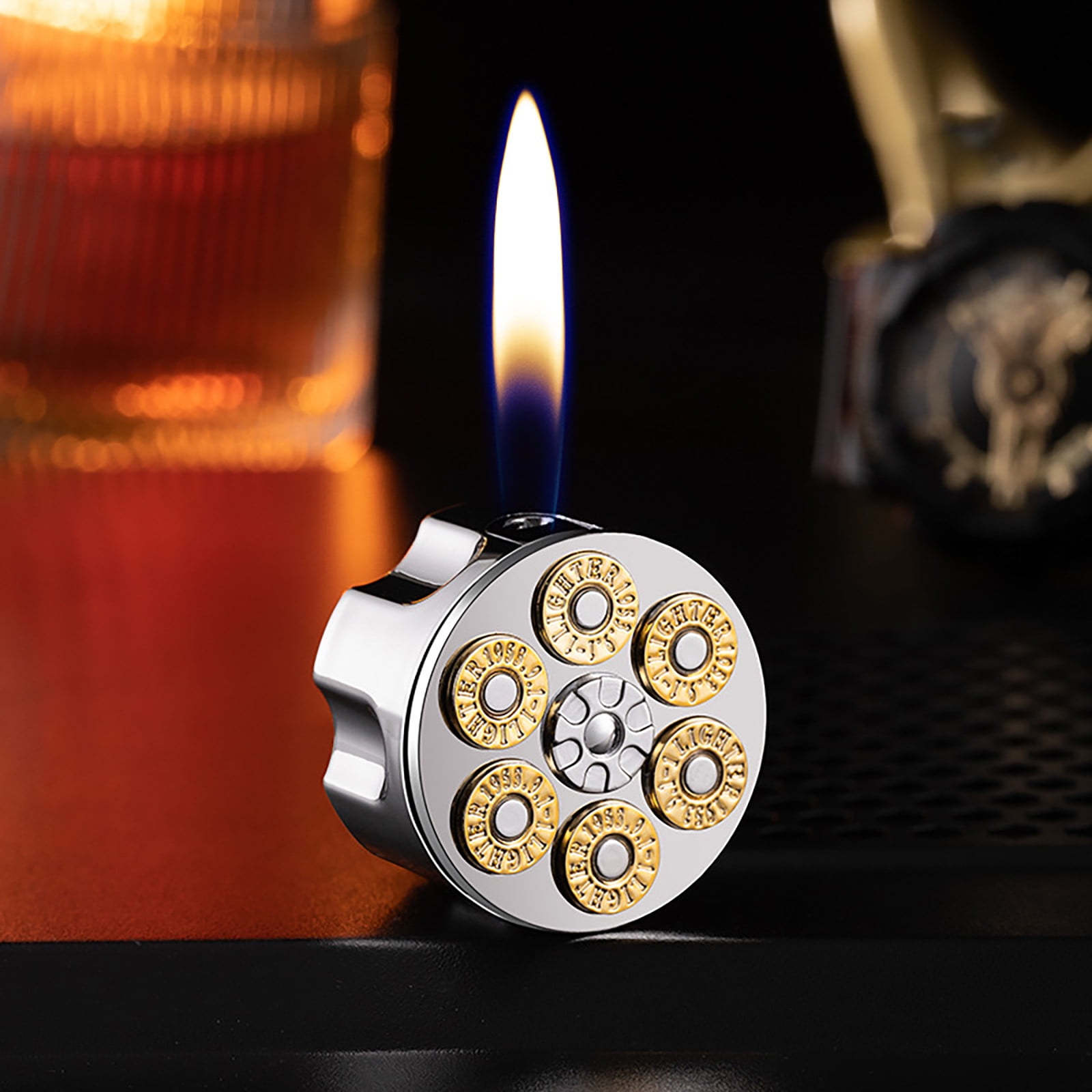 Creative And Personalized Left Wheel Cartridge Shaped Open Flame