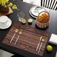 thumbnail image 3 of Brown Boho Tribal Hexagons and Stripes Pattern Summer Placemats Table Placemats Set Of 6-Linen Kitchen Washable Placemats Table Mats 11.8"x17.7" Non-Slip Heat Resistant, 3 of 5