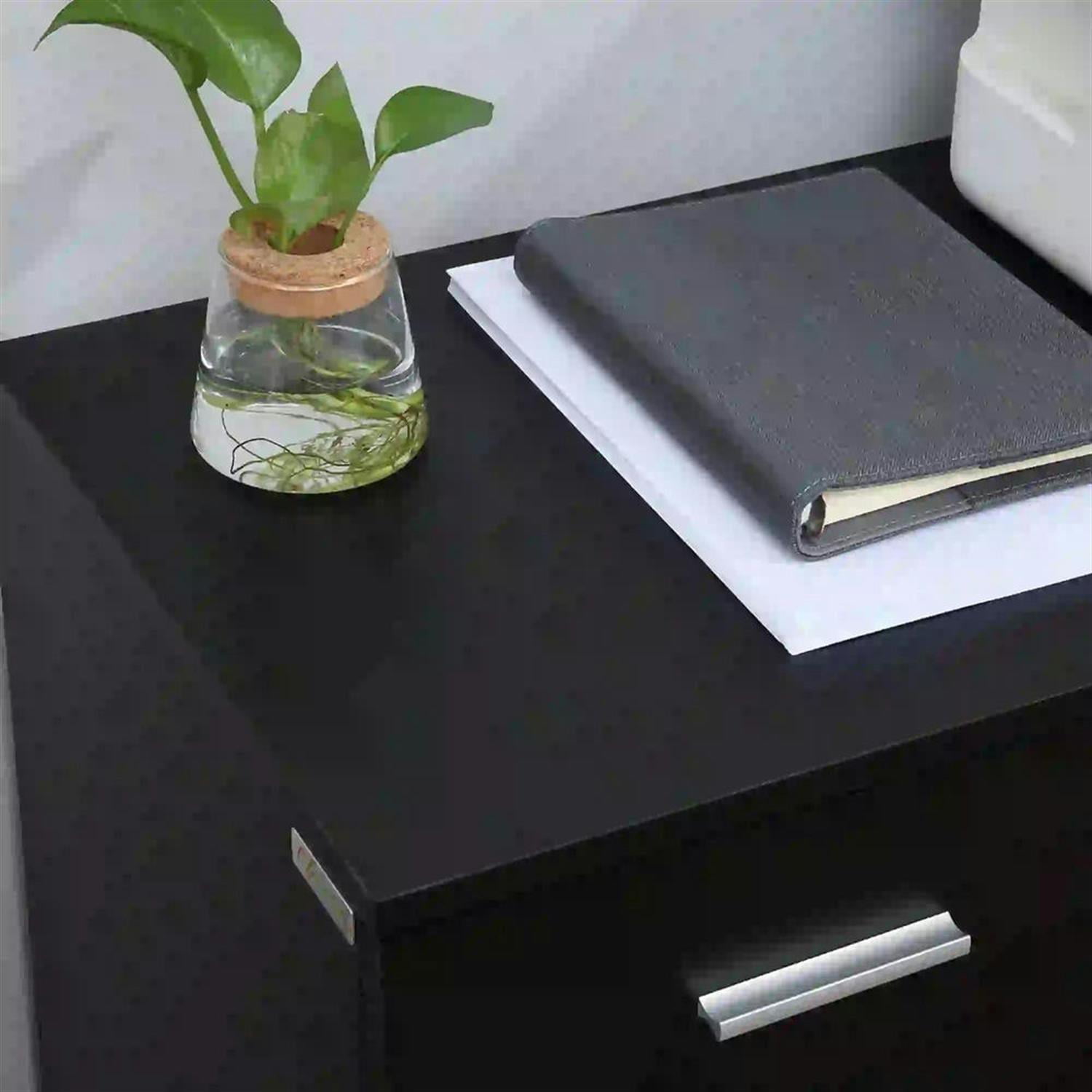 Demi Bonn Rolling Filing Cabinet with Castors, 2 Drawers, 2 Shelves, Modern File Cabinet for Home Office, Smooth Counter Printer Stand, Black