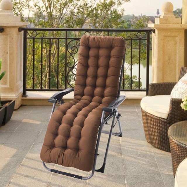 Coussin de Jardin Confortable en Polyester pour Fauteuil Inclinable, Coussins de Siège Épaissis, Tapis de Fauteuil Inclinable Extérieur Intérieur Café