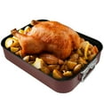 thumbnail image 1 of HLONK Roasting Pan with Rack Carbon Steel Turkey Roaster Pan with Handle Nonstick Roasting Tins Temperature Resistant Roasting Tray Chicken Roaster Pan with Handle for Turkey Chicken, 1 of 9