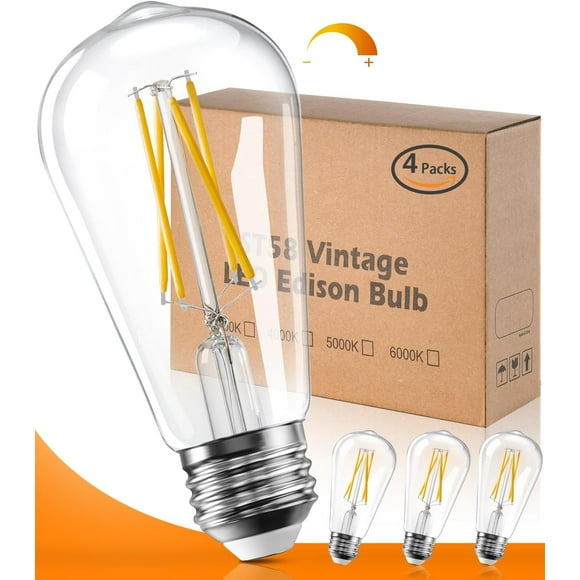 SHIQI-【Upgraded】 Dimmable LED Light Bulbs 60 watt Soft White, E26 Bulb LED Lights for Bedroom with High Brightness Warm White 2700K, 6W, 90+CRI, Clear Glass, 4 Pack