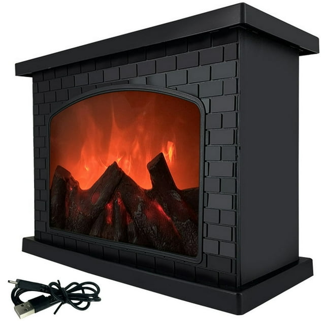 MesaSe Cheminée Lanterne Interrupteur Tactile Conduit Cheminée Lanterne Simulation Log Feu Lieu Lanterne USB et Lampe de Feu Alimenté par Batterie