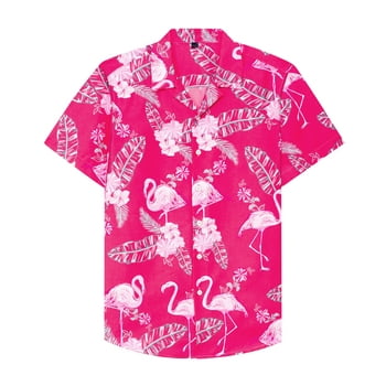 Alimens & Gentle Men's Short Sleeve Hawaiian Aloha Shirt Summer Vacation Shirts 100% Cotton