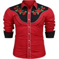 thumbnail image 1 of Camisa tribal occidental para hombre, manga larga, solapa, impresión HD, rosa, material de alta calidad, suave, cómoda, para fiestas, moda al aire libre, nueva, 1 of 6