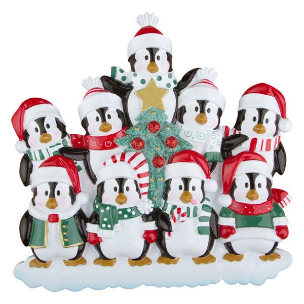PERSONALIZED CHRISTMAS ORNAMENTS-WINTER PENGUIN FAMILY OF 9 - Walmart