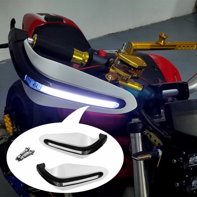 1 Par de Protectores de Mano para Motocicleta, Protectores de Manos LED, Equipo de Protección, Anticaída, Y de Absorción de - blanco shamjiam Manoplas