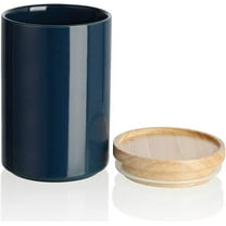 SWEEJAR Kitchen Canisters Ceramic Food Storage Jar, Stackable Containers with Airtight Seal Wooden Lid - 28 Fl Oz (Navy)