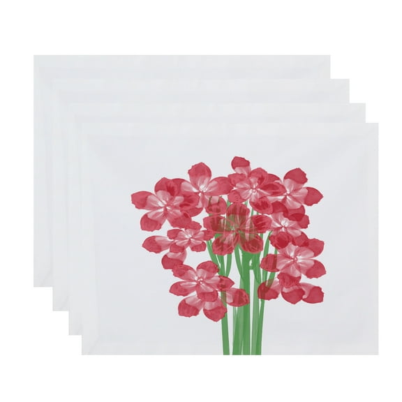 Simply Daisy, 18 x 14 Inch, Florpalida, Floral Print Placemat (Set of 4), Red
