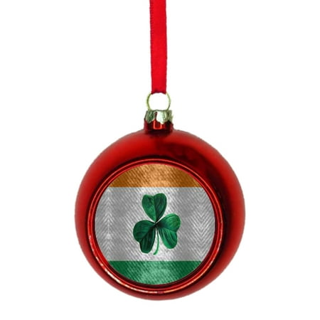 Flag Ireland Grunge Irish Shamrock Bauble Christmas Ornaments