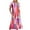 Pink, variant on Penkiiy Women's Summer Casual Short Sleeve Crewneck Feather Print Swing Dress Flowy Tiered Maxi Beach Dress with Pockets L White