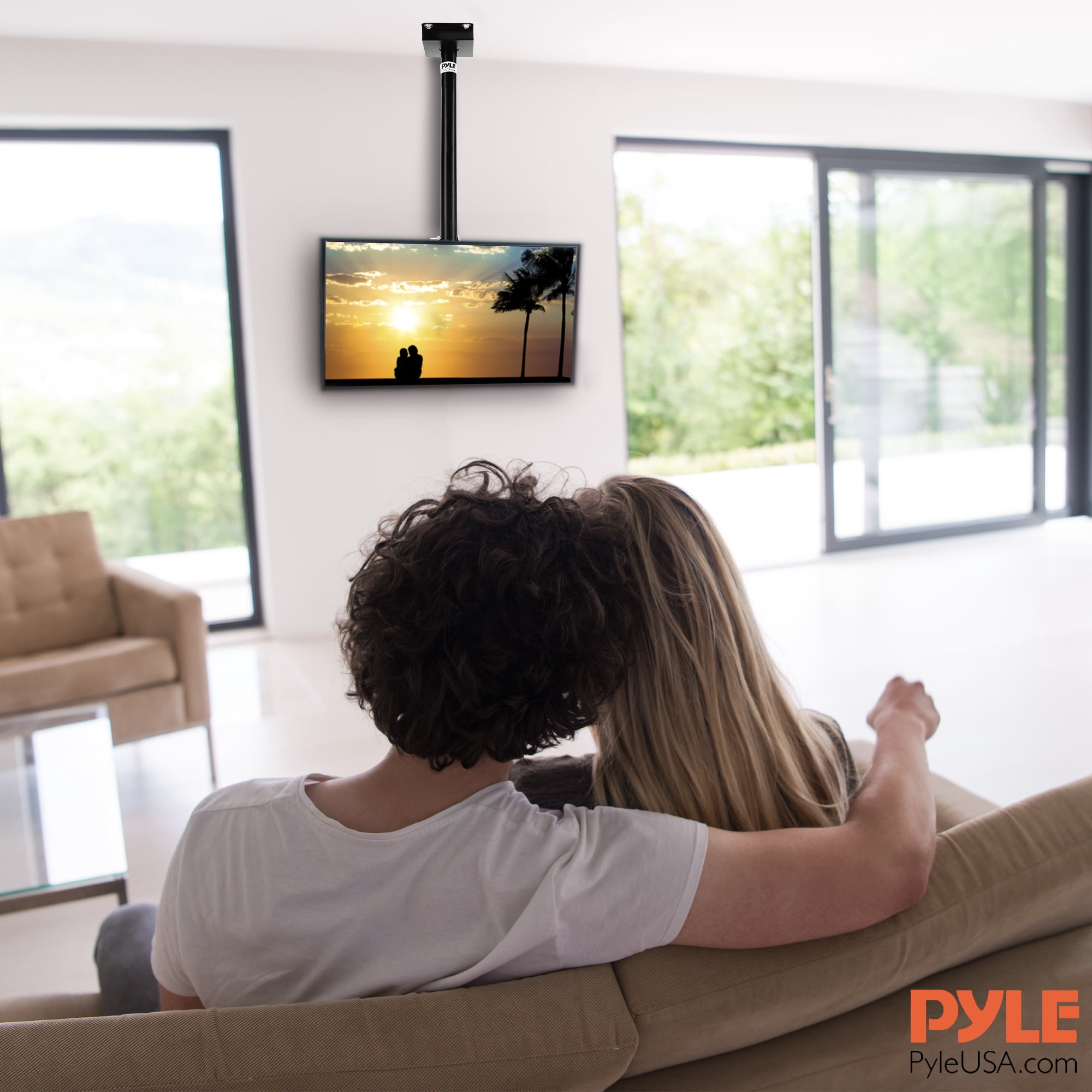 PYLE PCTVM15 - Universal Tilt, Swivel and Height Adjustable TV Ceiling Mount Bracket Fits Virtually All 23” - 42'' TVs (Flat Panel HDTV, LCD, LED, Plasma and Smart TVs)