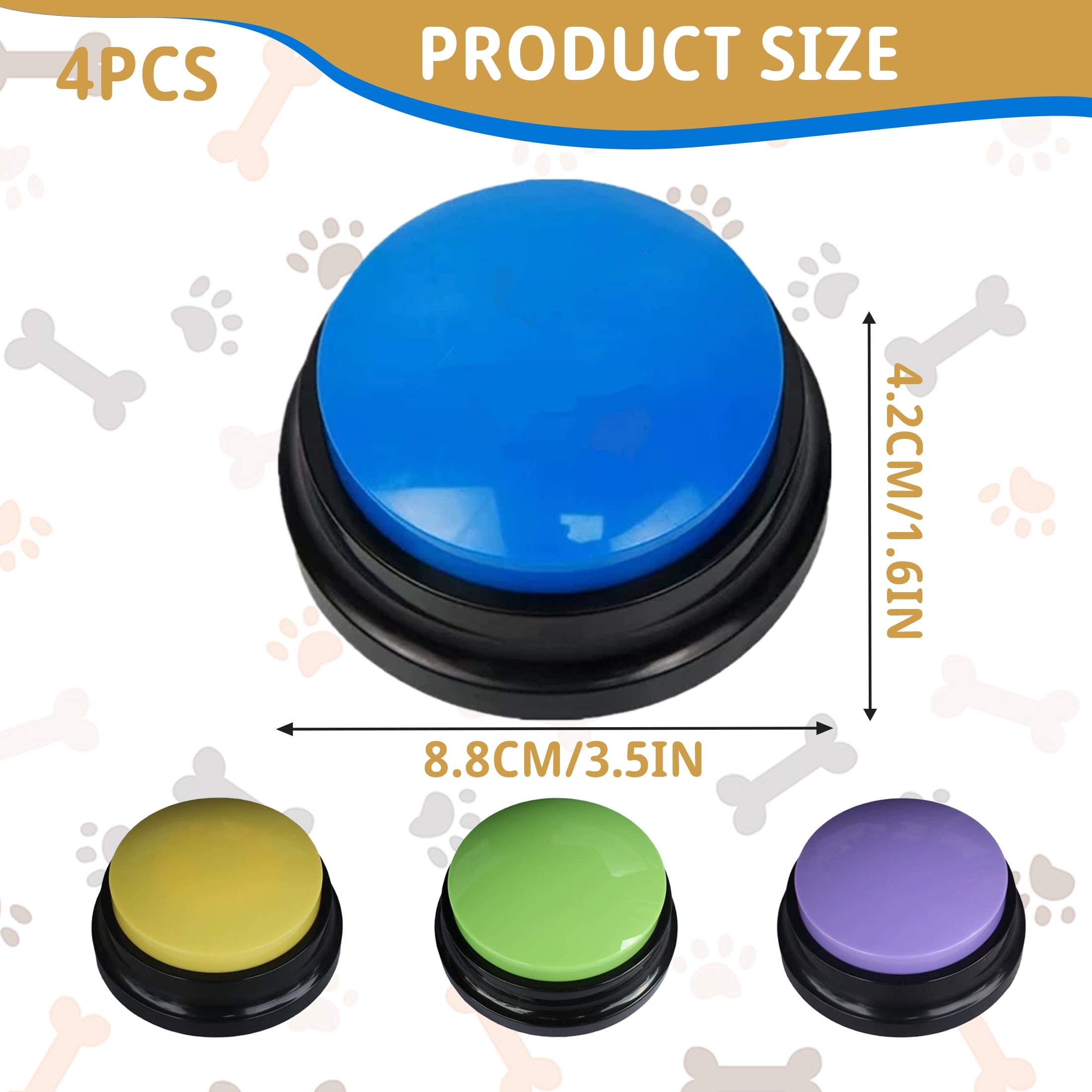 Recordable Dog Training Buttons, Talking Pet Communication Starter Kit, Squeeze Activated Voice Recorder for Dogs and Cats, Interactive Pet Toy