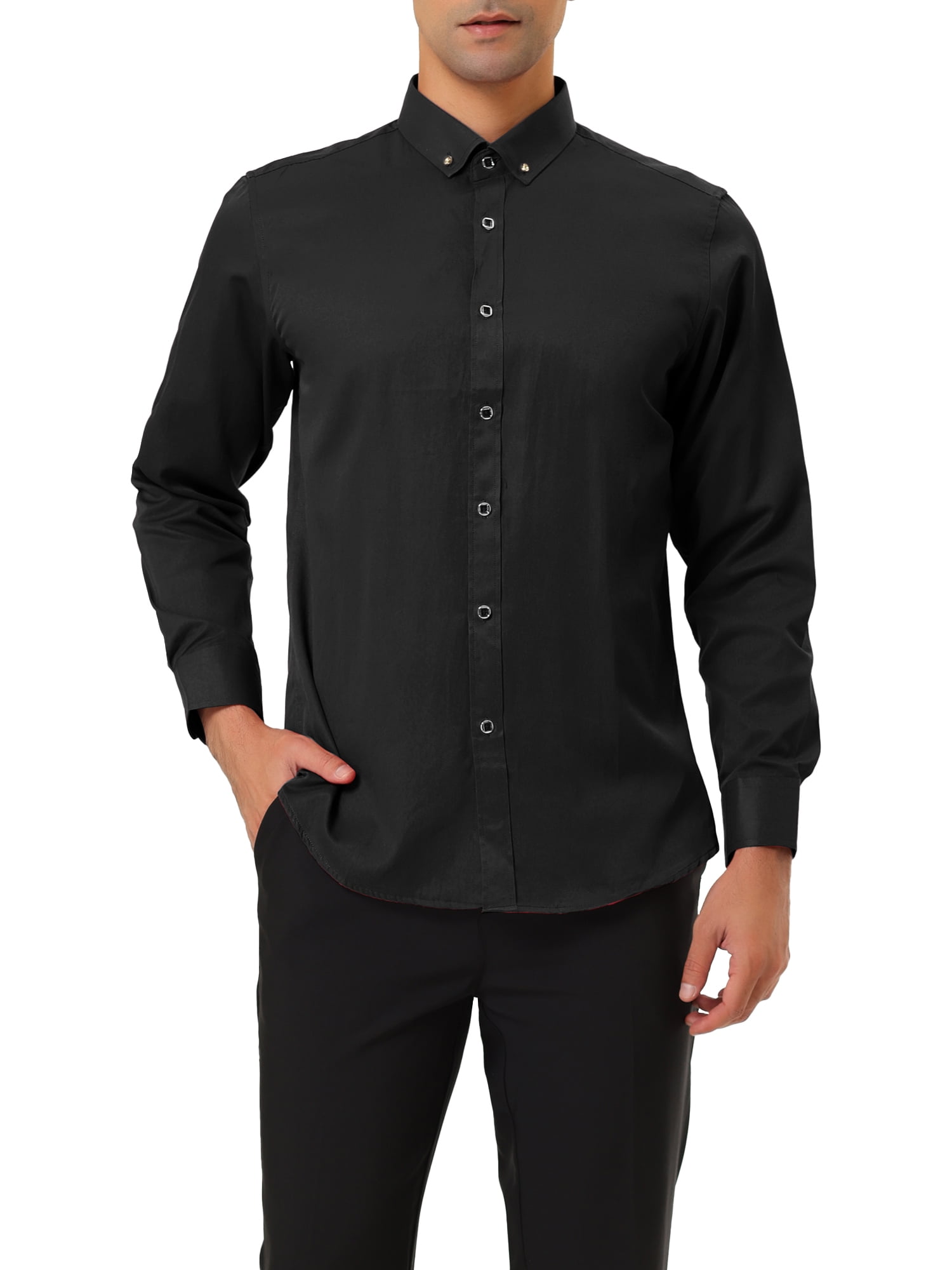 big and tall mens black dress shirt