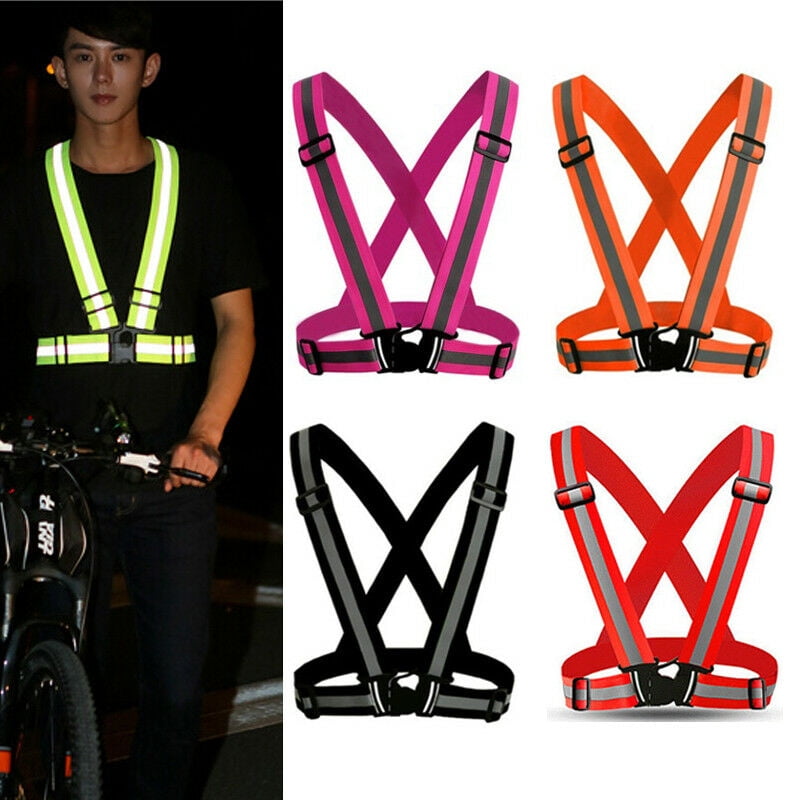 High Visibility Hi-Viz Reflective PVC Safety Body Belt Strap Cyclist Jogging 