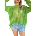 thumbnail image 3 of Coduop Women Knitted Swimsuit Cover-Ups Long Sleeve Tassel Hem Tops Sunscreen Blouse Coverup, 3 of 8