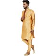 thumbnail image 4 of SKAVIJ Men's Kurta Pajama and Scarf 3-Piece Set Wedding Party Dress Gold XL, 4 of 6