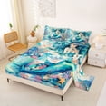 thumbnail image 2 of Feelyou Teal Fairy Mermaid Princess Queen Sheet Sets for Kids Boys Girls, Starfish Marine Wildlife Bed Set, 4-Piece, 2 of 5