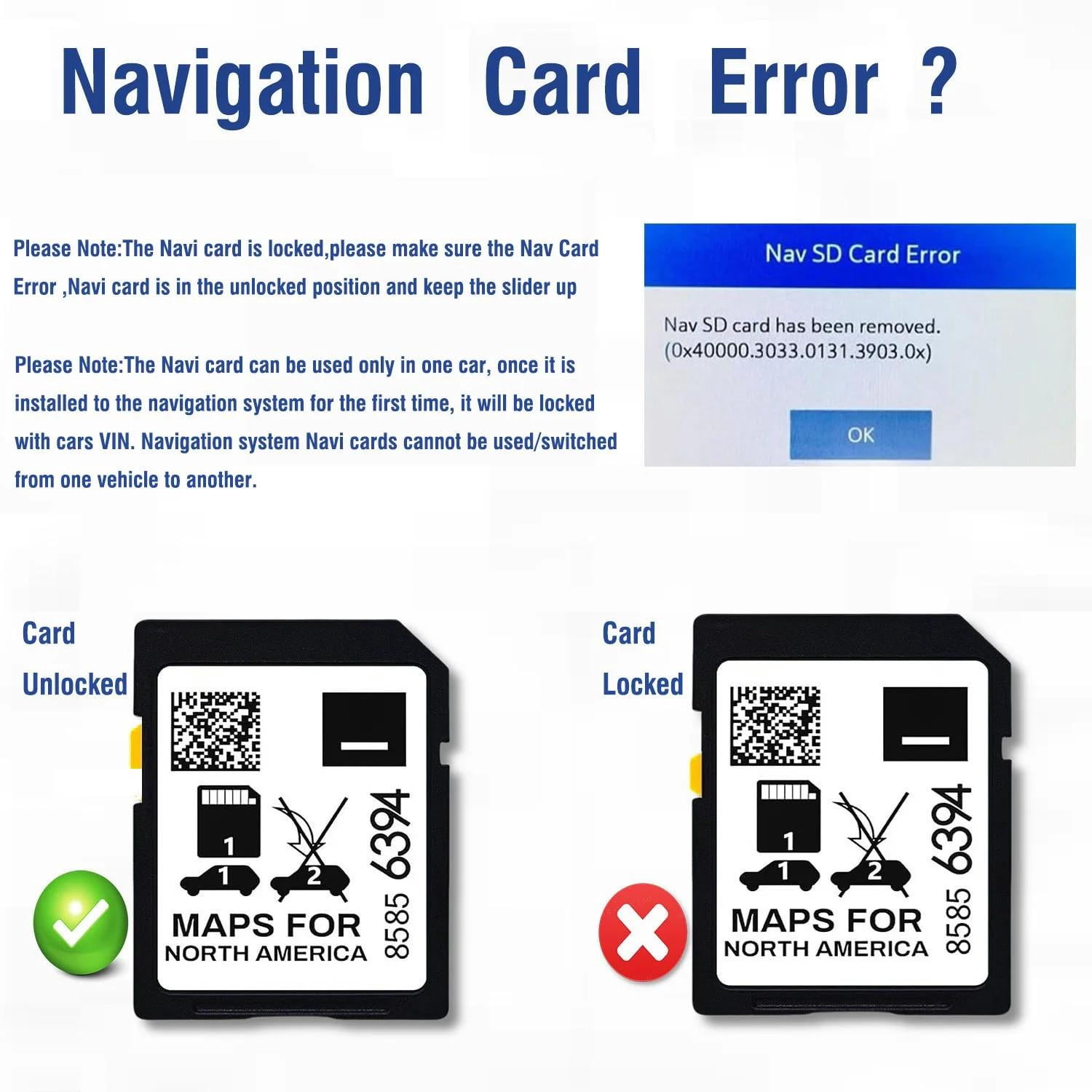 2025 Latest Navigation SD Card Update for Buick, Chevrolet, GMC, Cadillac | Compatible with INFO 3 System | Maps of USA, Canada, Mexico | Part No. 8585 6394