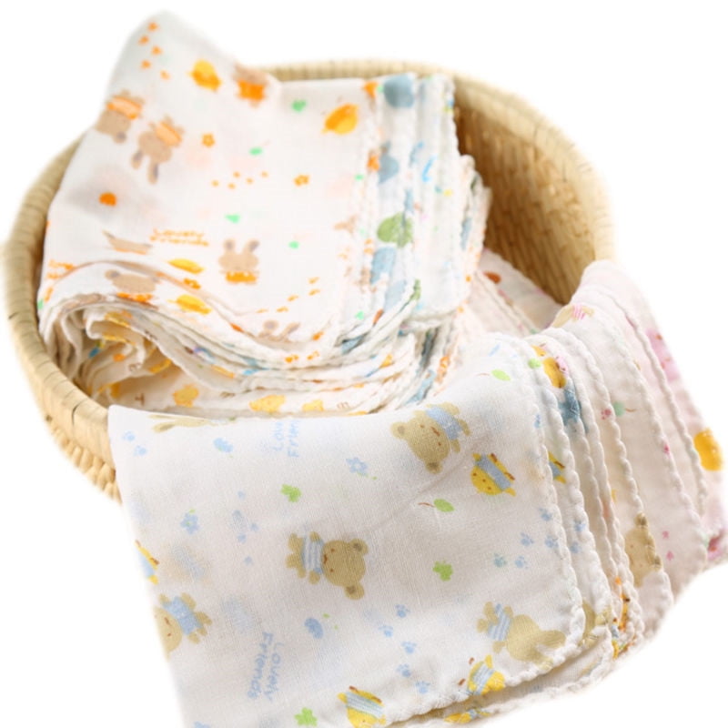 Soft Cotton Baby Infant Newborn Bath Towel Washcloth Feeding Wipe Cloth 4Colour