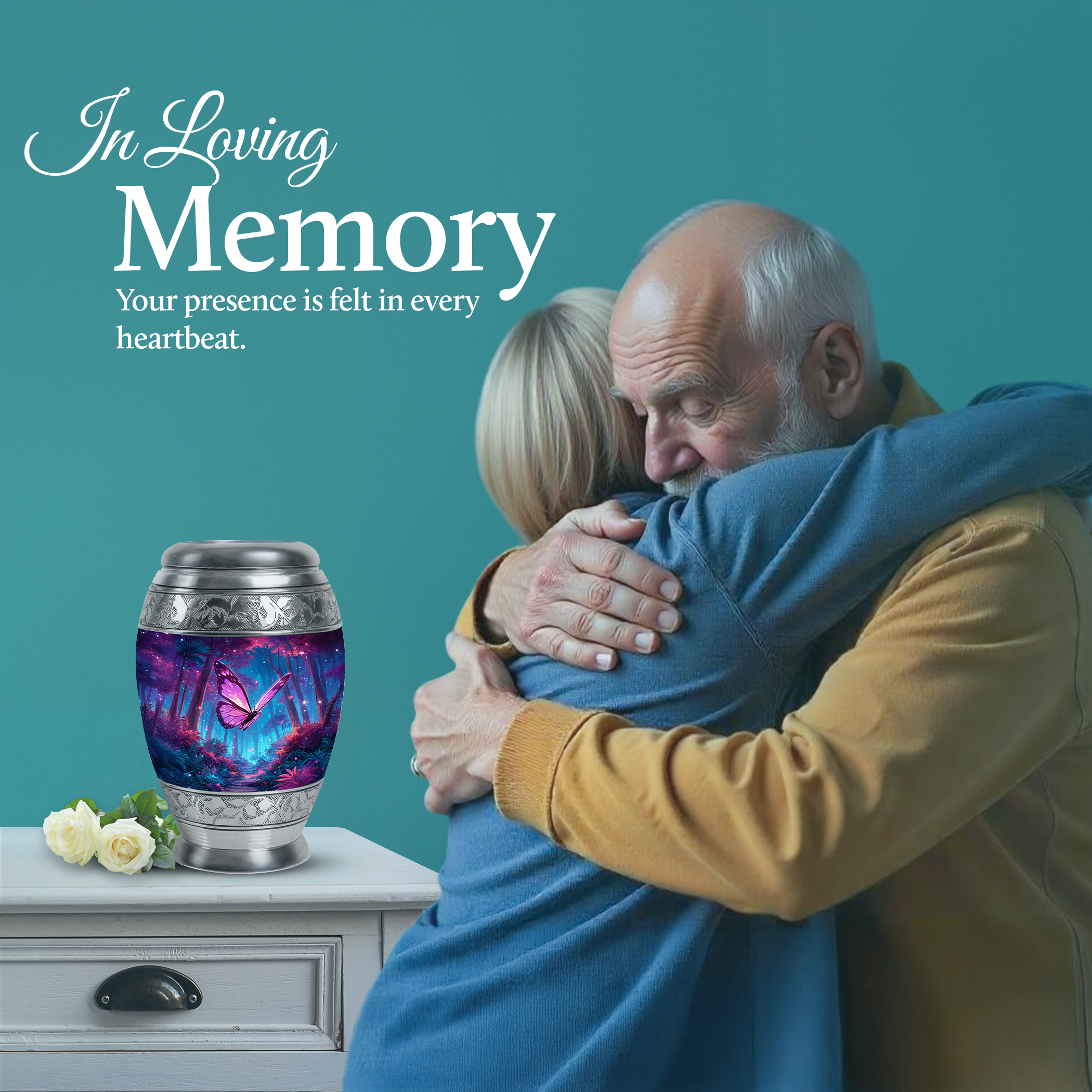 SABURIAL Butterfly Ash Burials for Human Ashes - Large Cremation Urns - 10 Inch - Large with Velvet Bag - Decorative Urns for Human - Memorial Urn for Adult - Funeral Urn for Adult Men & Women