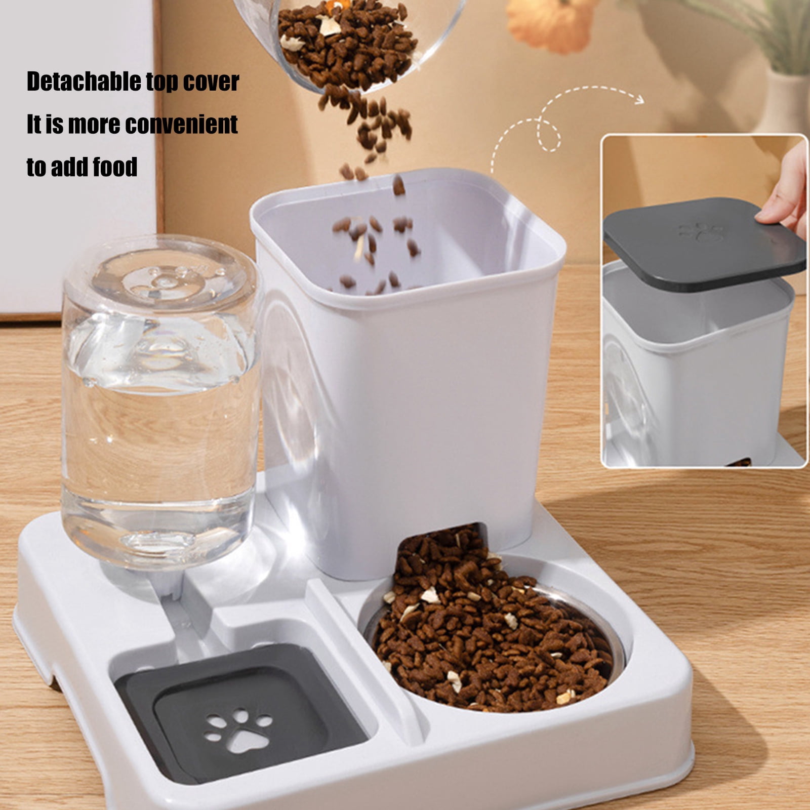 2IN1 Automatic Feeder for Small Dog Cats Feeder Double Bowl Container and Water Dispenser Pet Dishware