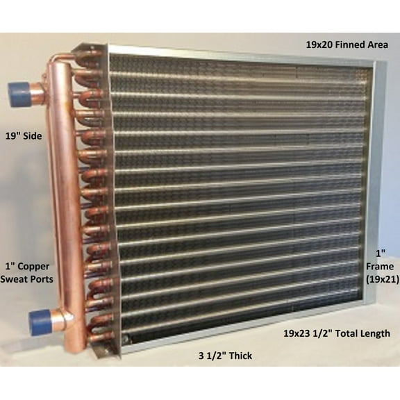19x20 Water to Air Heat Exchanger~~1" Copper ports w/ EZ Install Front Flange