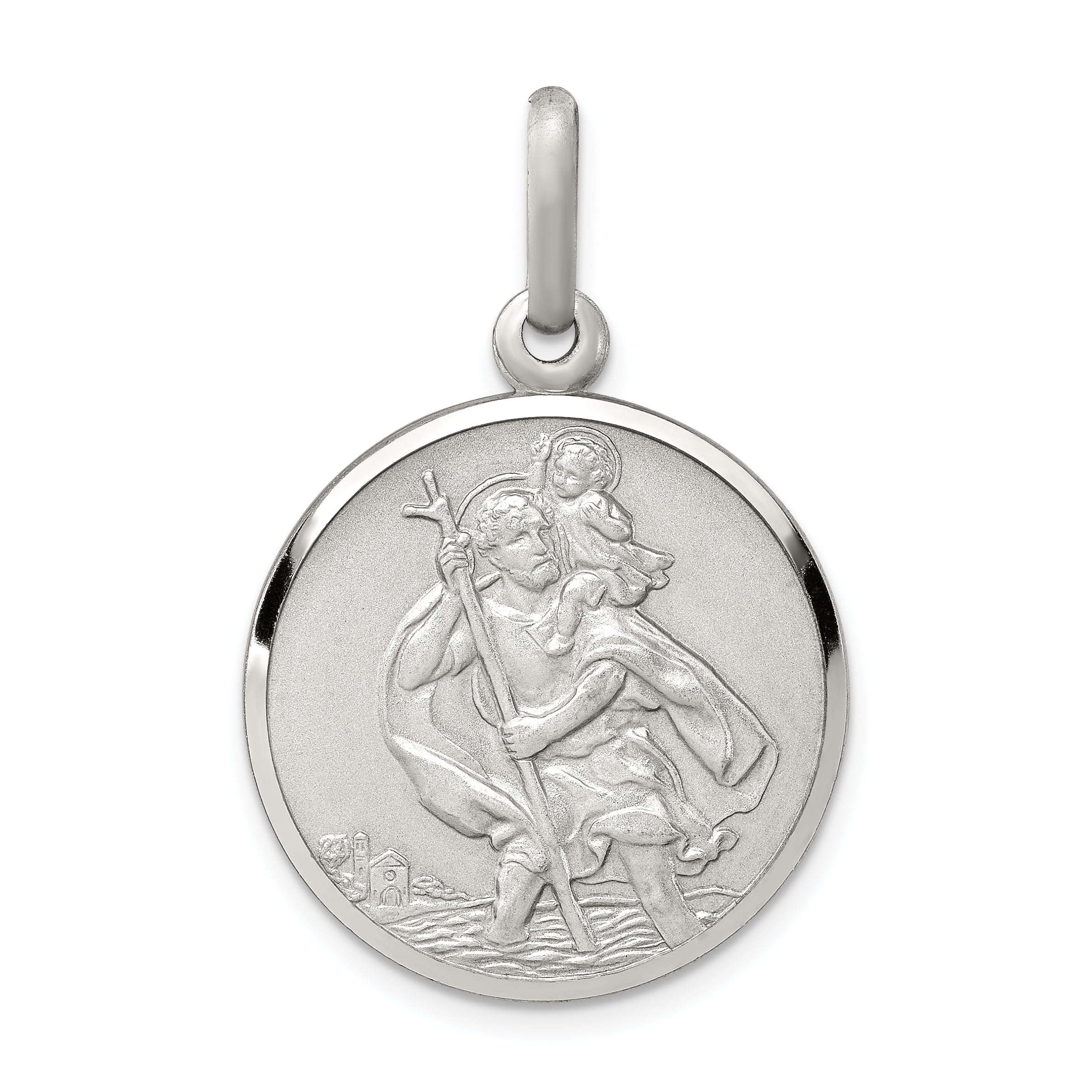 Bonyak Jewelry 18 Inch Rhodium Plated Necklace w// 6mm Red July Birth Month Stone Beads and Saint Christopher//Surfing Charm