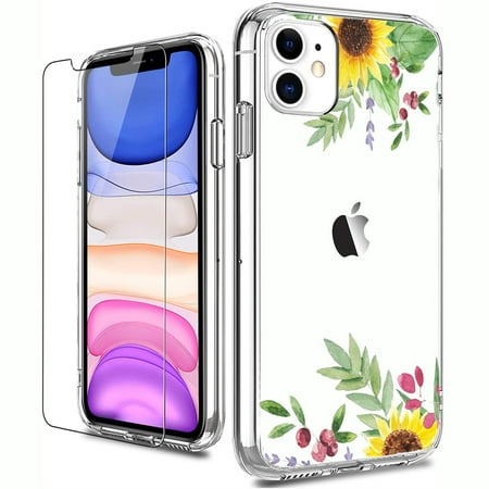 Sunflower Floral Flower Stylish Phone Case with Screen for iPhone X 8/13 6s 7 8 Protector for iPhone 13 pro 5s SE 12 Cover Phone Cases for iPhone 13
