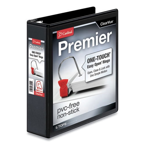 Cardinal 10321CB 11 in. x 8.5 in. ClearVue 3-Ring 2 in. Capacity Easy Open Slant-D Ring Binder - Black
