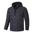 thumbnail image 4 of Men's Puffer Jacket Windproof Thicken Quilted Jacket Zip Up Insulated Winter Coats with Detachable Hood Outdoor Commuting Casual,Navy,XL, 4 of 6