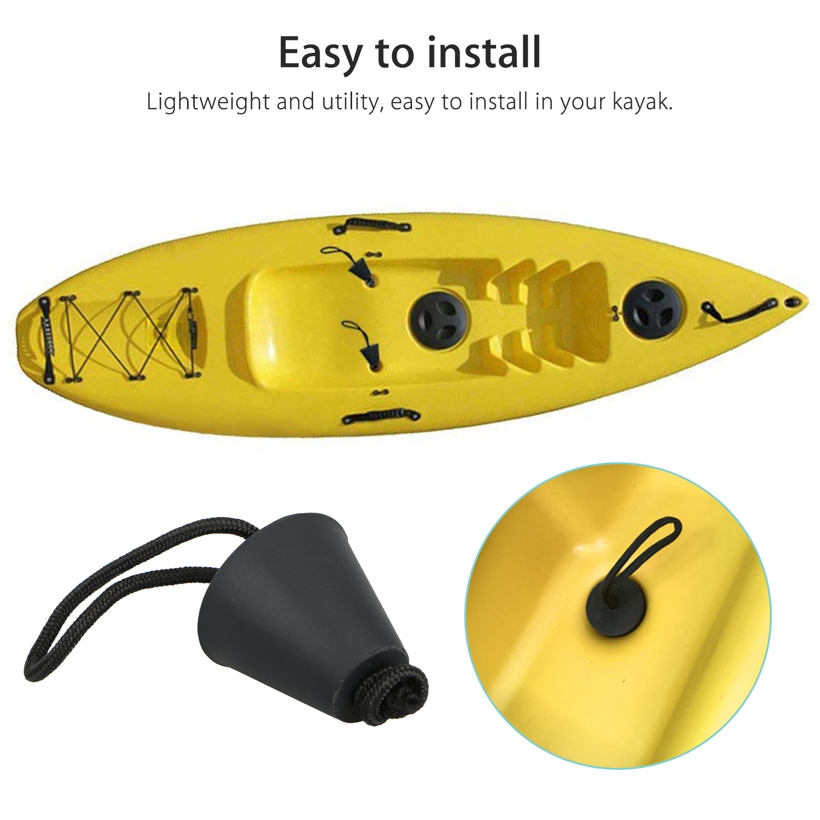 Canoe Drain Boats Silicone Stopper Bung with Lanyard Fits 3/4 to 1 1/2