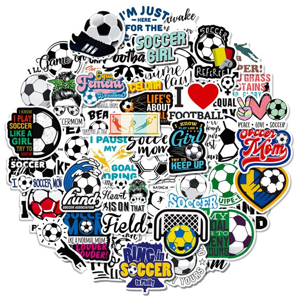 Paquete de pegatinas de vinilo impermeable con puntuación de fútbol, 50 unidades