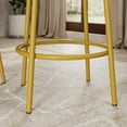 thumbnail image 6 of Tcbosik 3-Piece Bar Table Set for 2, Small Round Bistro Table & 2 Stools with Backrest, Round Table with Storage Shelf, Counter Height Table and Chairs Set for Small Space, White & Gold, 6 of 6
