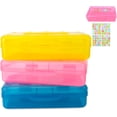 thumbnail image 1 of Yellow Pencil Case, Pencil Box, Crayon Box, Blue Pencil Box, Clear Pencil Case, Plastic Pencil Case Aesthetic, Hard Pencil Case with Stickers, Pink Pencil Case, Large Plastic Pencil Box 3 Pack, 1 of 6