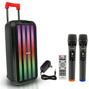 5 Core Bluetooth Speaker Karaoke Machine 8 Inch 2 Way Speaker Portable PA System w Cool DJ Light Support FM + TWS + USB + Memory Card - PLB 8X2 2MIC