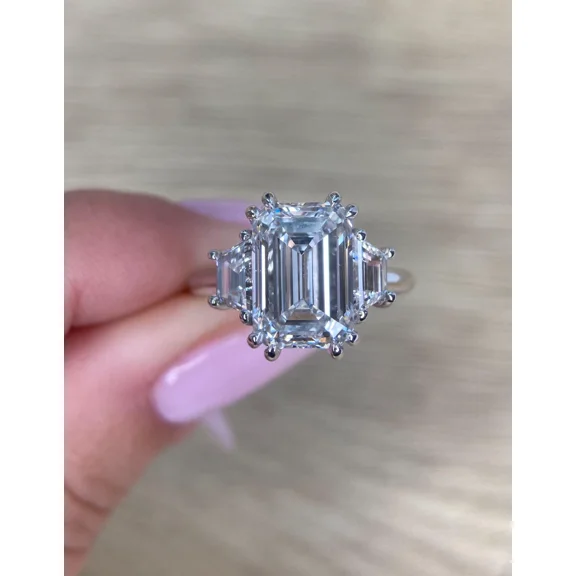 Timeless Emerald Cut Diamond Wedding Ring, 14K White Gold Plated, Women's Diamond Engagement Ring, 1.8 Ct Simulated Diamond, Promise Anniversary Ring