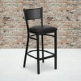 thumbnail image 3 of Flash Furniture 2 Pk. HERCULES Series Black Grid Back Metal Restaurant Barstool - Black Vinyl Seat, 3 of 7