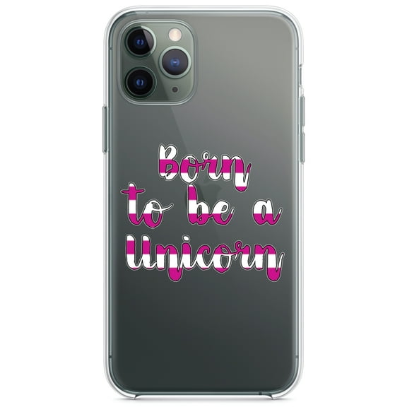 DistinctInk Clear Shockproof Hybrid Case for iPhone 13 Pro MAX (6.7" Screen) - TPU Bumper Acrylic Back Tempered Glass Screen Protector - Born to be a Unicorn