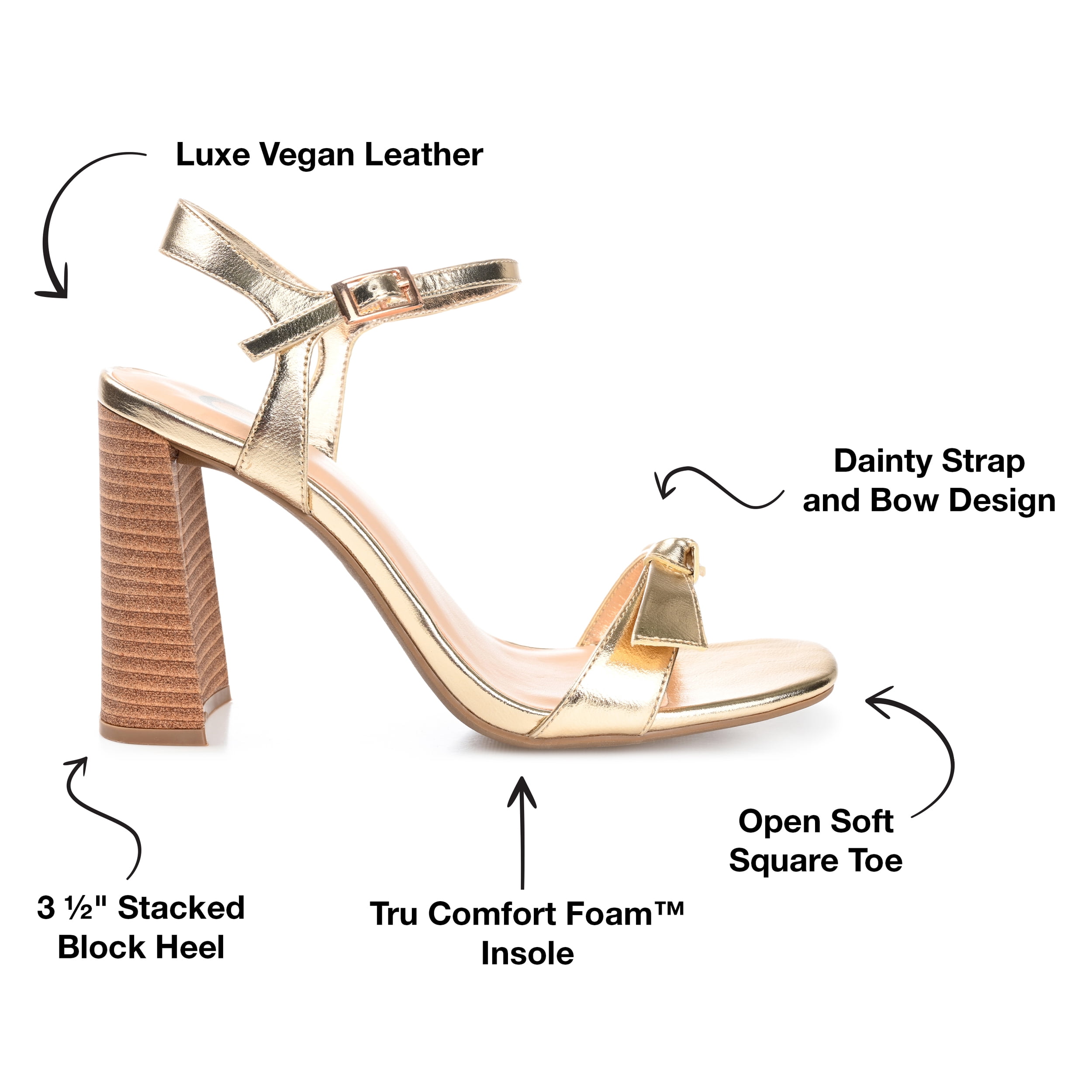 Journee Collection Womens Dianne Tru Comfort Foam Open Square Toe Stacked Heel Sandals