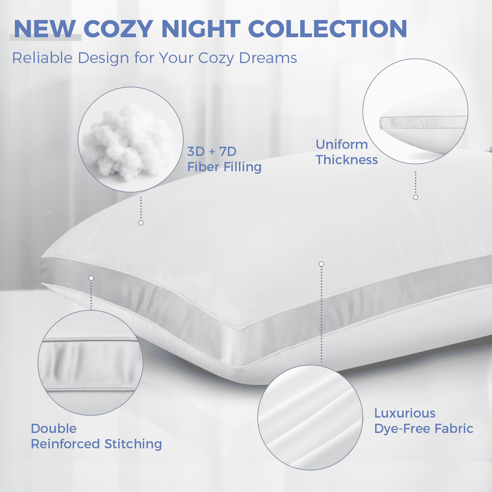 COOKEY Bed Pillows King Size Set of 2, Luxury Hotel Quality,Fluffy and Supportive Gusseted Bed Pillows for Side, Back, or Stomach Sleepers,20''x 36''