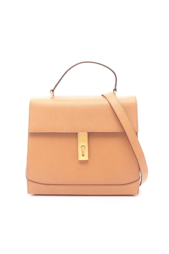 Pre-Owned Celine CELINE Top Handle Turnlock 2-Way Handbag Leather Women's Brown
