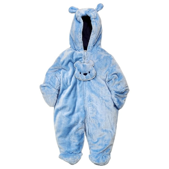 Infant Boys Blue Bear Fleece Coverall Bunting Pram Snow Suit 3-6M