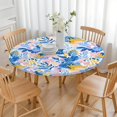 thumbnail image 3 of Multicolor Cartoon Floral and Leaf Pattern Round Fitted Tablecloth with Elastic Edge,Dining Table Cover Waterproof,Outdoor Round Tablecloth for Camping,Dining,Indoor and Outdoor, 3 of 7