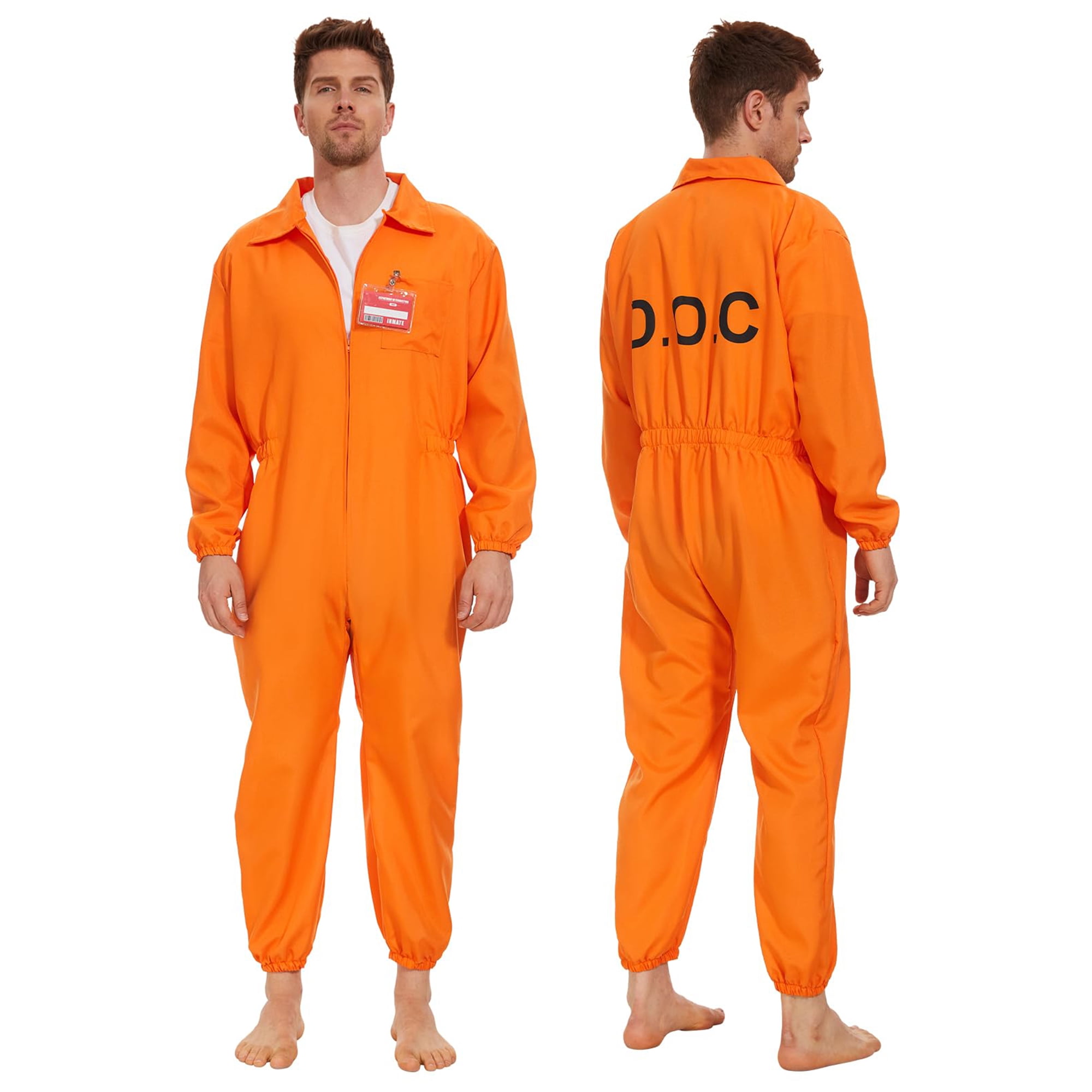 DAJASD Déguisement Prisonnier Homme, Orange Combinaison De Prisoner, 165-180CM Combinaison De Prisonnier Adulte, Orange Prison Costume, Costume De Prisonnier Pour Homme Femme Costumes Carnaval Cosplay