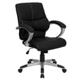 thumbnail image 1 of Mid-Back Black Leather Contemporary Swivel Manager's Office Chair with Arms, 1 of 6
